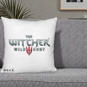 Perna Personalizata The Witcher 3 Wild Hunt, 40x40 cm, Alb Pufos, Husa Detasabila, Perna Inclusa, BEKZ®