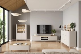 Comodă cu sertare pe picioare Elivo 150 cm - cașmir / stejar uleiat