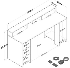 Masă PC Sikine 5 (nuc + antracit). 1095021