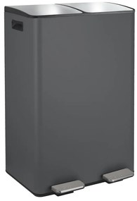 Coș de gunoi gri închis pentru reciclare/cu pedală 2x30 l din oțel Aliya – Spirella
