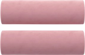 vidaXL Perne decorative, 2 buc., roz, Ø15x50 cm, catifea