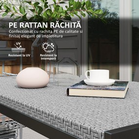 Outsunny Masă de Dining pentru Terasă 120cm, pentru 4 Persoane, Stil Dreptunghiular, Ideală pentru Exterior, Gri | Aosom Romania