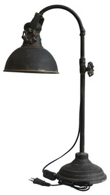 Lampă de birou din metal, finisaj negru antichizat, H53 cm, Factory