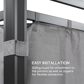 Pantheon Illumina, pereți laterali de pavilion, 4 bucăți, 140 g/m², poliester, gri
