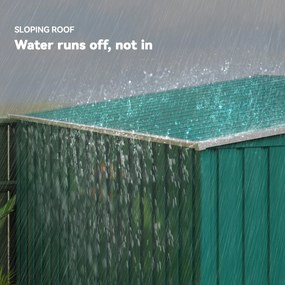 Outsunny Magazie Grădină din Oțel, Ușă Glisantă, pentru Căsuță de Unelte, Căsuță de Grădină, 154x206.5x160/181 cm, Albă | Aosom Romania