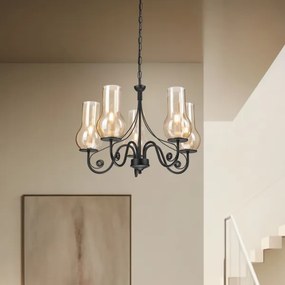 Lustră pe lanț Brilagi COTTAGE 5xE14/40W/230V negru/maro