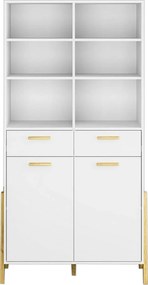 Biblioteca BELLE, alb, PAL laminat, 103x41x197 cm