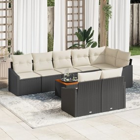vidaXL Set de sofa de grădină 9 pcs Negru, alb 55 x 55 x 37 cm Ratan