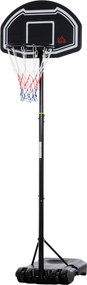 HOMCOM Coș de baschet pentru exterior înălțime reglabilă 160-210 cm cu roți și bază umplută 76x48x254 cm Negru | Aosom Romania