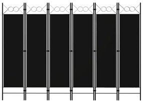 Paravan de camera cu 6 panouri, negru, 240 x 180 cm Negru, 6