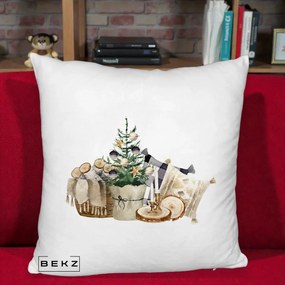 Perna Decorativa Colt Cozy de Craciun Boho, 40x40 cm, Alb Pufos, Husa Detasabila, Perna Inclusa, BEKZ®