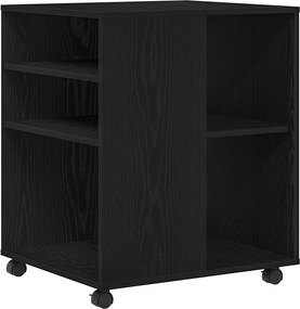 vidaXL Dulap de depozitare cu roata Stejar Negru 60 x 53 x 72,5 cm