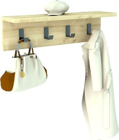 Cuier cu 4 agatatori si polita, Anatolya Homs,  60 x 16 x 15 cm, stejar