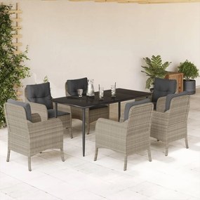 vidaXL Set mobilier de grădină cu perne, 7 piese gri deschis poliratan
