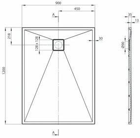 Cadita dus dreptunghiulara Deante Correo antracit metalic 120x90 cm