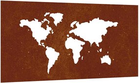 vidaXL Decor perete grădină 105x55 cm design harta lumii oțel Corten