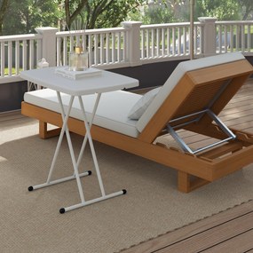 Outsunny Măsuță de Cafea Pliabilă, Reglabilă pe Înălțime și Portabilă, cu Blat HDPE și Cadru Metalic, 76x50x74 cm, Alb | Aosom Romania