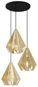Lampă suspendată industrială aurie cu plasă cu 3 lumini - Carcass