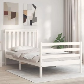 3194237 vidaXL Cadru de pat cu tăblie, alb, 100x200 cm, lemn masiv