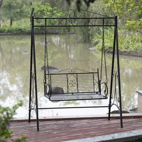 Balansoar de grădină, metal, 158,5x99x213 cm, Negru