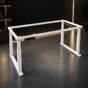 ELEVON ST01 - Cadru electric reglabil pentru birou, 2 motoare, înălțime reglabilă 70–114 cm, structură extensibilă 112–165 cm, 4 memorii, senzor anti-coliziune, funcționare silențioasă, Alb