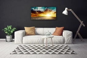 Tablou pe panza canvas Sun Nori Desert Peisaj Albastru Gri Galben Portocaliu