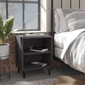 805801 vidaXL Noptieră cu picioare metalice, gri, 40x30x50 cm