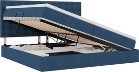 vidaXL Pat cu saltea și spațiu de depozitare albastru 200 x 200 cm