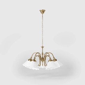 Candelabru 5 brate din alama si abajur ceramic Zefira