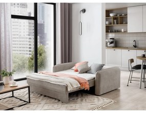 Canapea bej extensibilă/cu spațiu de depozitare cu tapițerie din chenille 155 cm Laine – ELTAP