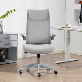 HOMCOM Scaun de birou ergonomic cu cotiere reglabile și tetieră, gri | Aosom Romania