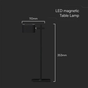 Lampă de birou LED magnetică reglabilă 4în1, 3W, 5V, 3000-6000K, 1800 mAh, negru