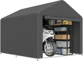 Outsunny Adăpost de grădină cort de depozitare impermeabil adăpost pentru motocicletă ușă rulou cu fermoar, 200 x 238 x 183 cm, gri închis | Aosom Romania