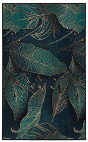 Covor culoare petrol lavabil 80x150 cm Midnight Jungle – Mila Home