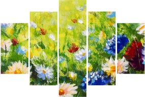 Tablou - Pictură în ulei, pajiște înflorită (150x105 cm)