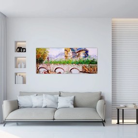 Tablou - Pictură în ulei a orașului (120x50 cm)