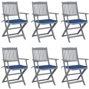 vidaXL Scaune pliante de exterior cu perne 6 buc. lemn masiv de acacia