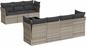 vidaXL Set mobilier de grădină cu perne, 8 piese gri deschis poliratan