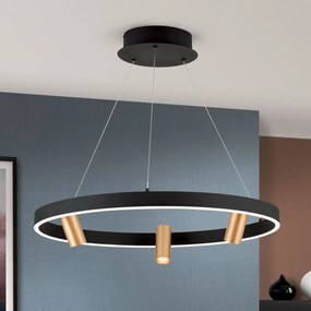 Lustra LED suspendata cu 3 spoturi BERLIN negru/auriu