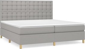 vidaXL Pat box spring cu saltea, gri deschis, 200x200 cm, textil