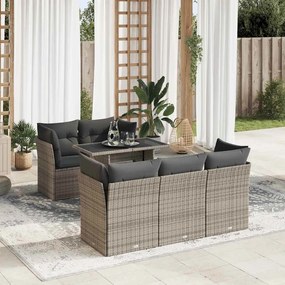 vidaXL Set mobilier grădină cu perne, 6 piese, gri, poliratan