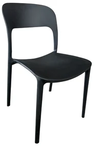 Scaun Plain negru, cu spatar, polipropilena