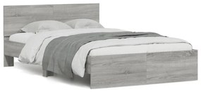 3207509 vidaXL Cadru de pat cu tăblie, gri sonoma, 135x190 cm