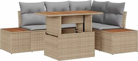 vidaXL Set de canapele pentru grădină 5 pcs Bej Rattan poli