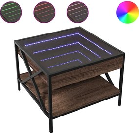 vidaXL Măsuță de cafea cu LED infinity, stejar maro, 50x50x38 cm