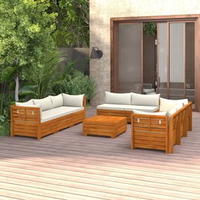 3087291 vidaXL Set mobilier grădină cu perne, 9 piese, lemn masiv de acacia