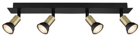 Spot DREW 4xGU10/35W/230V negru/alamă Globo 57998-4B
