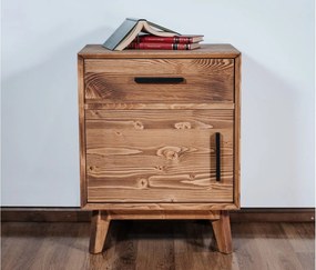 Noptieră lemn masiv Timeless 1 Sertar 1 Usă Whisky, 50 × 40 × 64 cm