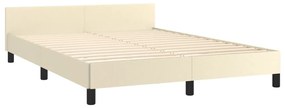 Cadru de pat cu tablie, crem, 140x190 cm, piele ecologica Crem, 140 x 190 cm, Design simplu