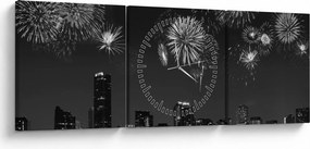 Tablou - Artificii in Miami (cu ceas) (90x30 cm)